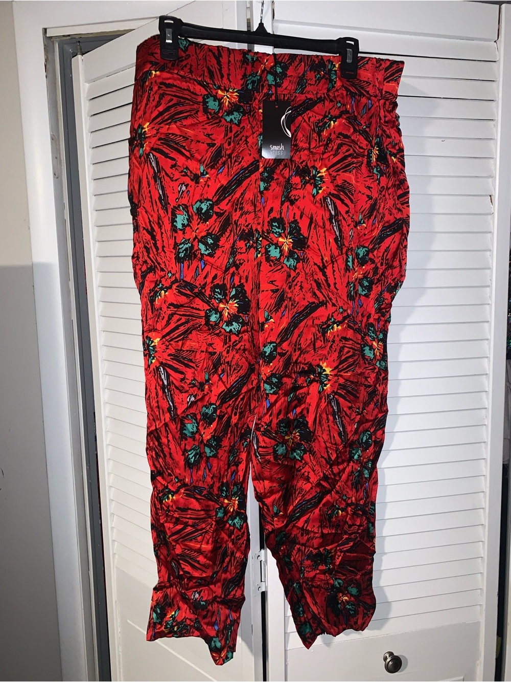 Smash + Tess Plus Size Women’s Printed Satin Pull On Wide Leg Pants